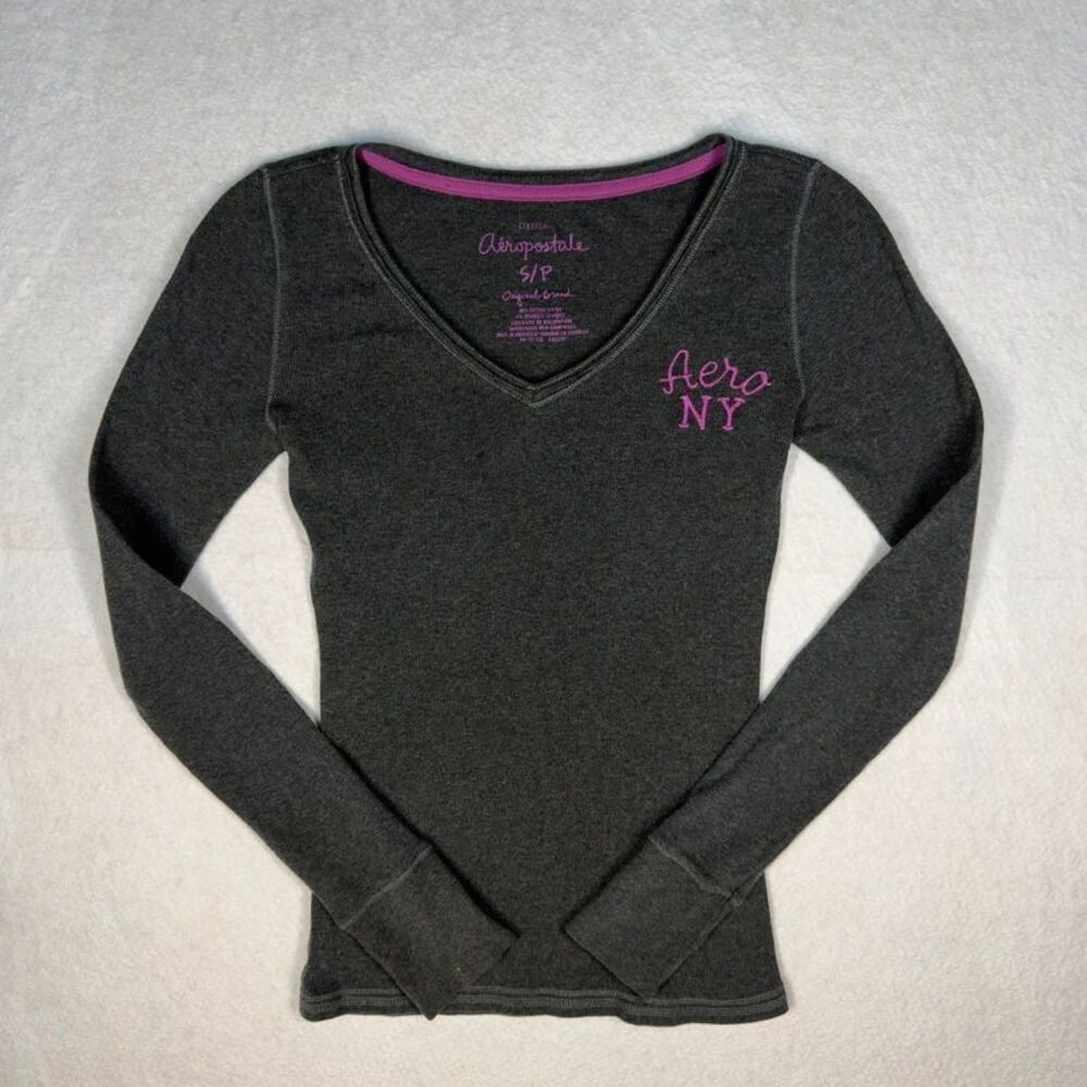 Aeropostale Aero NY V-Neck Long Sleeve Top – Size S/P | Y2K - Picture 1 of 11